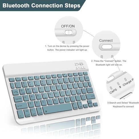 Bluetooth Keyboard for iPad 10th Generation, iPad Pro 13/12/11/10/9/8/7 inch, iPad Air 13/11th Gen, iPad Mini, Samsung Xiaomi Tablets, etc. - Slim Wireless Portable Travel Office Computer Accessories in Kuwait