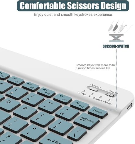 Bluetooth Keyboard for iPad 10th Generation, iPad Pro 13/12/11/10/9/8/7 inch, iPad Air 13/11th Gen, iPad Mini, Samsung Xiaomi Tablets, etc. - Slim Wireless Portable Travel Office Computer Accessories in Kuwait