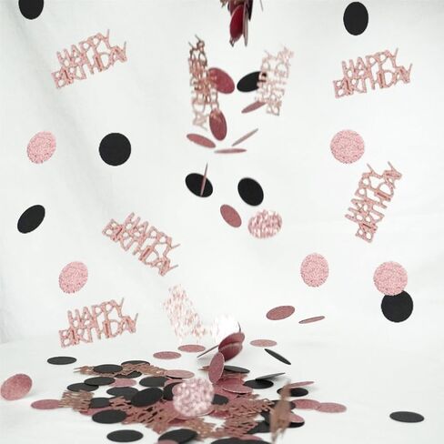 Happy Birthday Confetti, Glitter Gold and Black Birthday Table Scatter Confetti, Polka Dot, Circle Dots Paper Confetti, Birthday Party Decorations for Table Bed Balloon (100 PCS) in Saudi Arabia