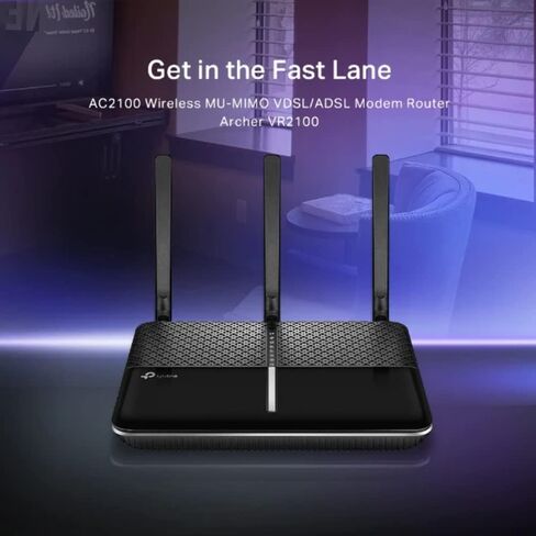 TP-Link Archer VR2100 AC2100 Mbps, 4 Gigabit LAN Ports + 1 USB 3.0 Port, MU-MIMO, Super VDSL, Easy Installation with Tether App, Dual Band Fibre Supported Wi-Fi 5 VDSL/ADSL Modem Router in Saudi Arabia