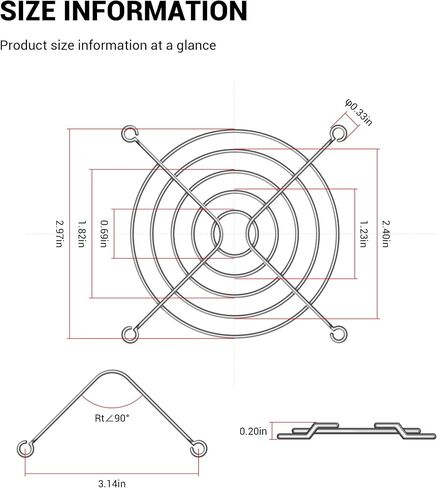 Fan Finger Grill 80mm PC Fan Grill Guard, 4 Pack CPU Case Metal Grill Protector Guard with Screw for 80x80mm Fan Protective Cover DIY, PC Computer Case Fans, Exhaust Fans (Silver) in Saudi Arabia