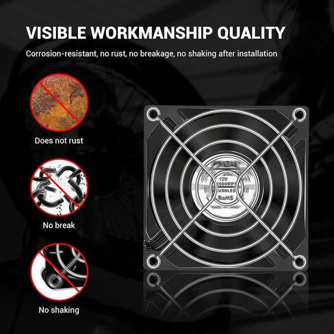 Fan Finger Grill 80mm PC Fan Grill Guard, 4 Pack CPU Case Metal Grill Protector Guard with Screw for 80x80mm Fan Protective Cover DIY, PC Computer Case Fans, Exhaust Fans (Silver) in Saudi Arabia
