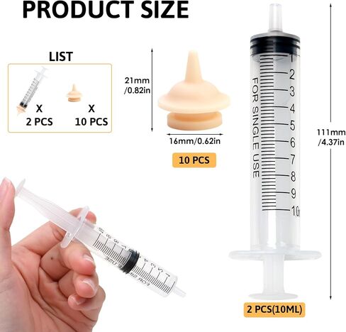 Nipple for Kittens, Pet Feeding Nipples for Nursing 10Pcs Silicone Natural Rubber Nipples Pacifier 2 Needleless Syringes Small Baby Animals Puppies Suitable for Newborn Cat Dog Rabbit Puppy Squirrel in Kuwait