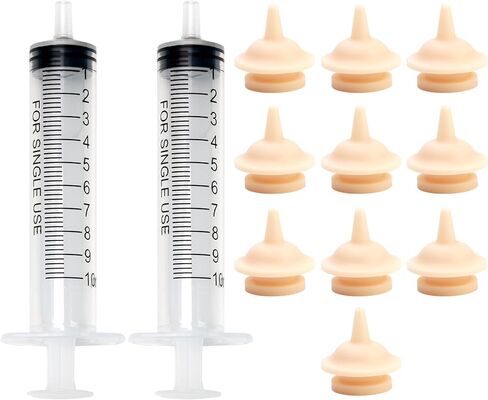 Nipple for Kittens, Pet Feeding Nipples for Nursing 10Pcs Silicone Natural Rubber Nipples Pacifier 2 Needleless Syringes Small Baby Animals Puppies Suitable for Newborn Cat Dog Rabbit Puppy Squirrel in Kuwait