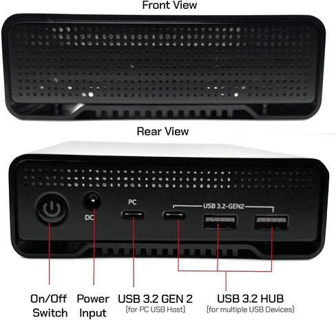 Avolusion PRO-G1 Series USB 3.2 Gen 2 (10Gbps) USB-C External Hard Drive with USB Hub for Windows or MacOS Desktop PC / Laptop (Black) (12TB) (Renewed) in Saudi Arabia
