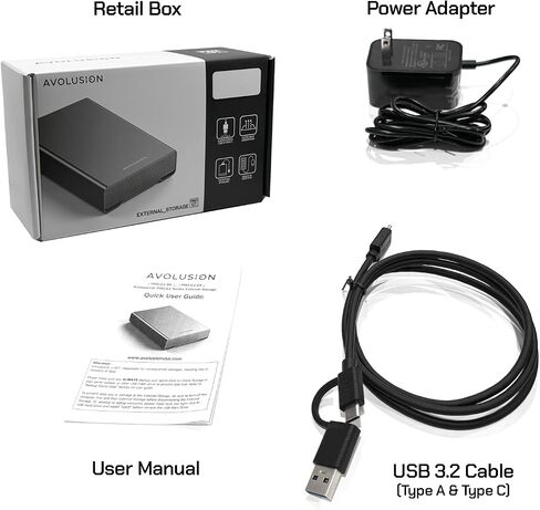 Avolusion PRO-G1 Series USB 3.2 Gen 2 (10Gbps) USB-C External Hard Drive with USB Hub for Windows or MacOS Desktop PC / Laptop (Black) (12TB) (Renewed) in Saudi Arabia