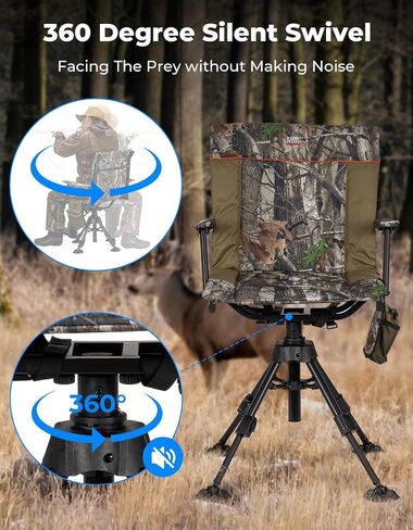 KEMIMOTO Heated Hunting Blind Chair 360 Degree Silent Swivel with 20000mAh Battery, Portable Stable Ground Folding Chair in Saudi Arabia