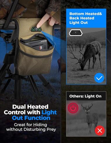 KEMIMOTO Heated Hunting Blind Chair 360 Degree Silent Swivel with 20000mAh Battery, Portable Stable Ground Folding Chair in Saudi Arabia