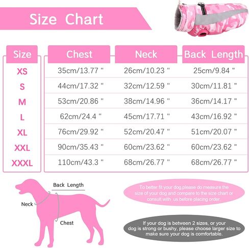 FUAMEY Warm Dog Jacket,Dog Winter Coat with Harness Dog Cold Weather Coats Warm Pet Vest Dog Winter Clothes Waterproof Windproof Dog Snow Jacket with Back Zipper for Small Medium Large Dogs Pink S in Kuwait