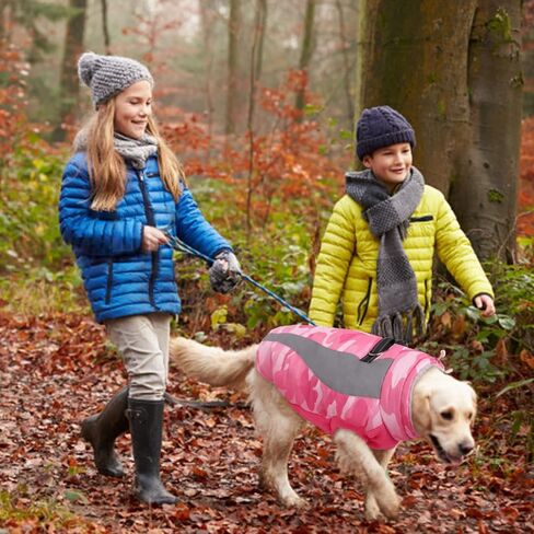 FUAMEY Warm Dog Jacket,Dog Winter Coat with Harness Dog Cold Weather Coats Warm Pet Vest Dog Winter Clothes Waterproof Windproof Dog Snow Jacket with Back Zipper for Small Medium Large Dogs Pink S in Kuwait