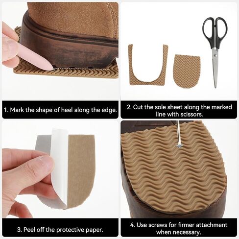 Shoe Heel Pads, Shoe Heel Repair Kit 4 Pcs Adhesive Stickers Anti Slip Thickness Cushion Sole Stick Protector Replacement Kit for Repair Leather Shoes in Kuwait