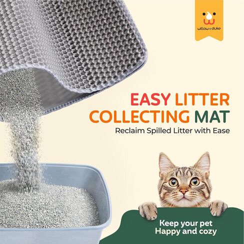 Willow & Duke Extra Large Cat Litter Box Enclosure Shield with Forest Design & Litter Mat - High-Sided Litter Box Splash Guard, Pee Shield, Easy to Clean Scatter Guard for Mess-Free Home in Saudi Arabia