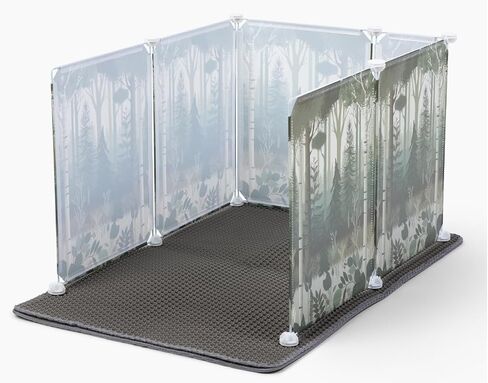 Willow & Duke Extra Large Cat Litter Box Enclosure Shield with Forest Design & Litter Mat - High-Sided Litter Box Splash Guard, Pee Shield, Easy to Clean Scatter Guard for Mess-Free Home in Saudi Arabia