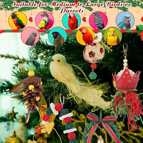 5 قطع من ألعاب طيور عيد الميلاد للببغاوات، لعبة مضغ ببغاء عيد الميلاد، ألعاب معلقة على شكل شجرة عيد الميلاد، ألعاب مضغ صغيرة للببغاء، تشجع على الاستكشاف، غريزة المضغ، حجم صغير متوسط ​​للطيور in Kuwait