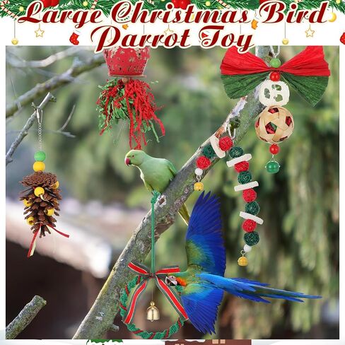 5 قطع من ألعاب طيور عيد الميلاد للببغاوات، لعبة مضغ ببغاء عيد الميلاد، ألعاب معلقة على شكل شجرة عيد الميلاد، ألعاب مضغ صغيرة للببغاء، تشجع على الاستكشاف، غريزة المضغ، حجم صغير متوسط ​​للطيور in Kuwait