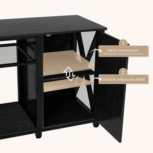 Tatub 55-75 Gallon Fish Tank Stand with Power Outlets, Metal Aquarium Stand with Storage Cabinet, Heavy Duty Large Turtle Tank Stand for Reptile Terrarium, 860LBS Capacity, Black in Kuwait