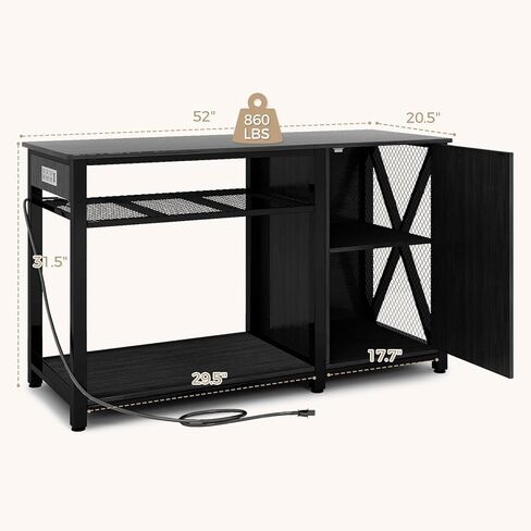 Tatub 55-75 Gallon Fish Tank Stand with Power Outlets, Metal Aquarium Stand with Storage Cabinet, Heavy Duty Large Turtle Tank Stand for Reptile Terrarium, 860LBS Capacity, Black in Kuwait