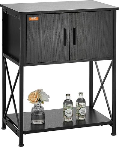 VEVOR Aquarium Stand, 20 Gallon Fish Tank Stand, 25.6 x 16.5 x 31.9 in Steel and MDF Turtle Tank Stand, 167.6 lbs Load Capacity, Reptile Tank Stand with Storage Cabinet and Embedded Power Panel, Black in Saudi Arabia
