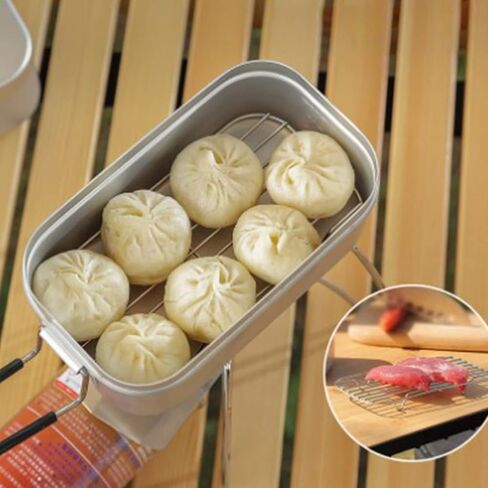 Military Mess Tin,Aluminium Mess Tin, Folding Handle Portable Stainless Steel Light Weight Cooking Bento Box, Easy to Carry, Camping Mess Tin, for Outdoor Picnic Camping Hiking Hunting Fishing(wh in Saudi Arabia