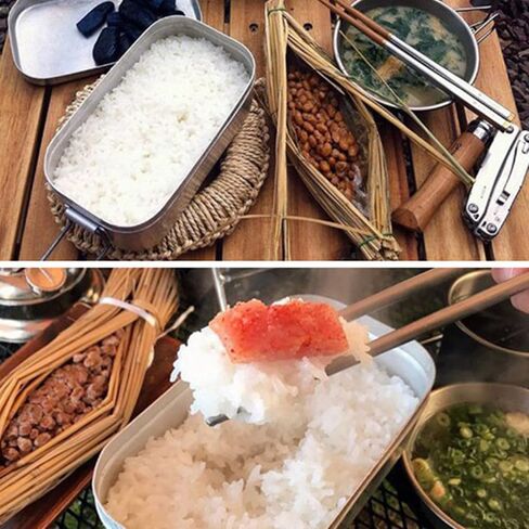 Military Mess Tin,Aluminium Mess Tin, Folding Handle Portable Stainless Steel Light Weight Cooking Bento Box, Easy to Carry, Camping Mess Tin, for Outdoor Picnic Camping Hiking Hunting Fishing(wh in Saudi Arabia