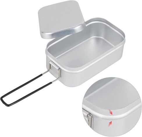 Military Mess Tin,Aluminium Mess Tin, Folding Handle Portable Stainless Steel Light Weight Cooking Bento Box, Easy to Carry, Camping Mess Tin, for Outdoor Picnic Camping Hiking Hunting Fishing(wh in Saudi Arabia