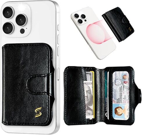for Magsafe Wallet Magnetic Phone Wallet Card Holder for iPhone 16 15 14 13 12 Pro Max Plus, 5 Slots RFID Blocking, Strong Magnet, Luxury Leather Mag Safe Wallet for Apple for Women Men, Black in Saudi Arabia