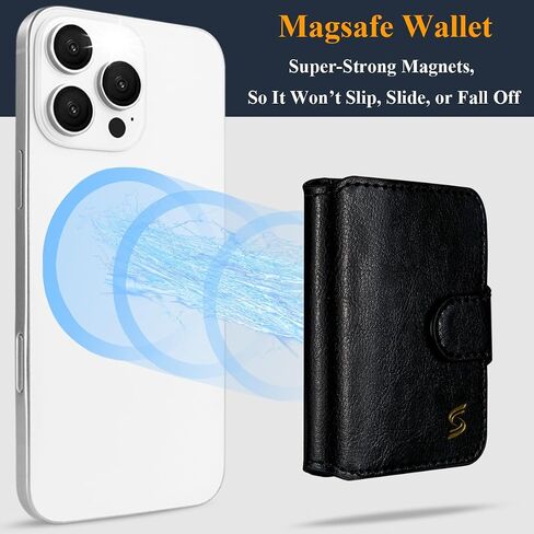 for Magsafe Wallet Magnetic Phone Wallet Card Holder for iPhone 16 15 14 13 12 Pro Max Plus, 5 Slots RFID Blocking, Strong Magnet, Luxury Leather Mag Safe Wallet for Apple for Women Men, Black in Saudi Arabia