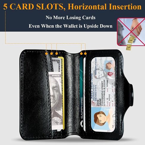 for Magsafe Wallet Magnetic Phone Wallet Card Holder for iPhone 16 15 14 13 12 Pro Max Plus, 5 Slots RFID Blocking, Strong Magnet, Luxury Leather Mag Safe Wallet for Apple for Women Men, Black in Saudi Arabia