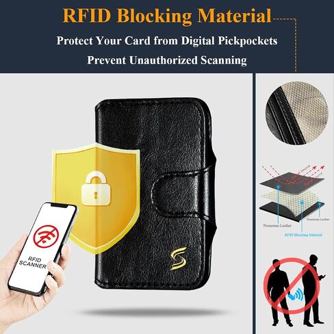 for Magsafe Wallet Magnetic Phone Wallet Card Holder for iPhone 16 15 14 13 12 Pro Max Plus, 5 Slots RFID Blocking, Strong Magnet, Luxury Leather Mag Safe Wallet for Apple for Women Men, Black in Saudi Arabia