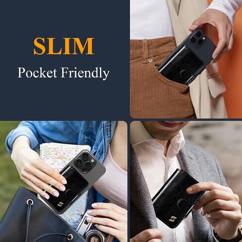 for Magsafe Wallet Magnetic Phone Wallet Card Holder for iPhone 16 15 14 13 12 Pro Max Plus, 5 Slots RFID Blocking, Strong Magnet, Luxury Leather Mag Safe Wallet for Apple for Women Men, Black in Saudi Arabia