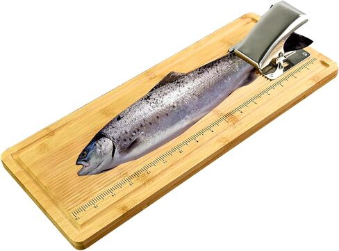 Fish Cleaning Board, Portable Fish Fillet Board with Clamp Bamboo Fishing Measuring Cutting Board Gifts for Fisherman 17.7 Inch in Saudi Arabia
