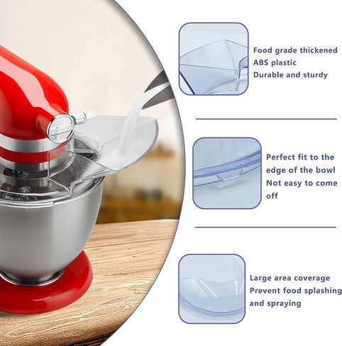 KSMBLPS Pouring Shield مناسب لوعاء المطبخ 5.5، 6، 7، 8 لتر من الفولاذ المقاوم للصدأ (القطر بين 9.1 إلى 9.6 بوصة)، ملحقات خلاط حامل الوعاء الواقي من الرذاذ، استبدال مجاني لمدة ثلاث سنوات in Kuwait