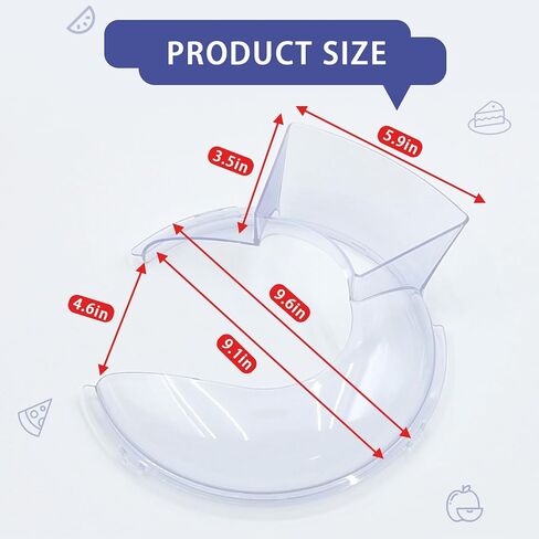 KSMBLPS Pouring Shield مناسب لوعاء المطبخ 5.5، 6، 7، 8 لتر من الفولاذ المقاوم للصدأ (القطر بين 9.1 إلى 9.6 بوصة)، ملحقات خلاط حامل الوعاء الواقي من الرذاذ، استبدال مجاني لمدة ثلاث سنوات in Kuwait