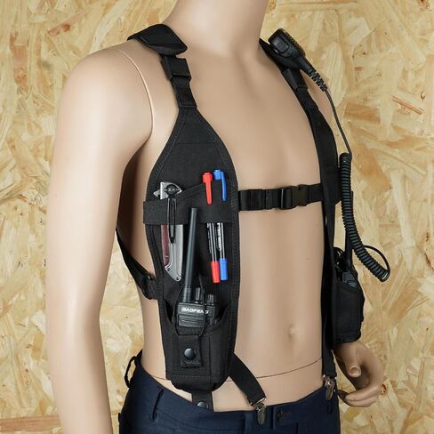 KUNN Radio Harness with Chest Buckle, Double Shoulder Holder for Walkie Talkie, Universal Holster for Police, Lime in Kuwait