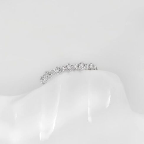 خاتم تراص من الفضة الإسترليني الماسي للنساء خاتم زفاف بسيط قابل للتكديس خاتم وعد الزفاف مقاس قابل للتعديل (فضي) in Kuwait