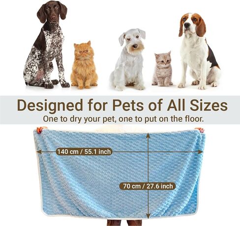 Dog Towels for Drying Dogs Large (2pcs, 55"x28") Size - Super Absorbent, Ultra Soft Microfiber Dog Bath Towel, Quick Drying for Small, Medium, Large, All Sized Pet Dogs and Cats in Saudi Arabia