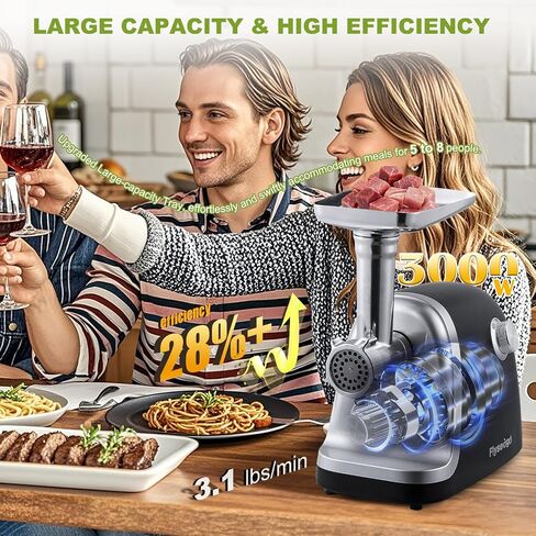 Electric Meat Grinder, Sausage Maker 3000W Max Food Grinder with 2 Blades & 3 Plates, 3 Sausage Stuffers Tubes & Kubbe Kit, Stainless Steel Heavy Duty Meat Mincer Machine for Home Kitchen Use in Saudi Arabia