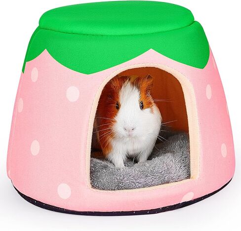Guinea Pig Hideout, 2 in 1 Guinea Pig Bed with Removable Pad, Washable Bunny Bed, Foldable Guinea Pig Accessories for Guinea Pig Cages, Guinea Pig, Bunny, Hamster, Hedgehog, Rabbit in Saudi Arabia