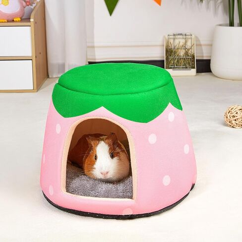 Guinea Pig Hideout, 2 in 1 Guinea Pig Bed with Removable Pad, Washable Bunny Bed, Foldable Guinea Pig Accessories for Guinea Pig Cages, Guinea Pig, Bunny, Hamster, Hedgehog, Rabbit in Saudi Arabia