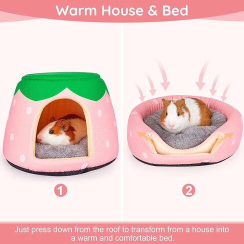 Guinea Pig Hideout, 2 in 1 Guinea Pig Bed with Removable Pad, Washable Bunny Bed, Foldable Guinea Pig Accessories for Guinea Pig Cages, Guinea Pig, Bunny, Hamster, Hedgehog, Rabbit in Saudi Arabia