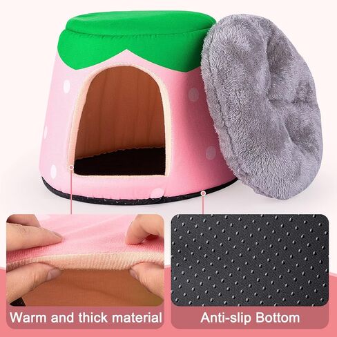 Guinea Pig Hideout, 2 in 1 Guinea Pig Bed with Removable Pad, Washable Bunny Bed, Foldable Guinea Pig Accessories for Guinea Pig Cages, Guinea Pig, Bunny, Hamster, Hedgehog, Rabbit in Saudi Arabia