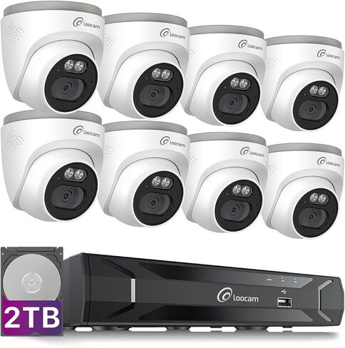 نظام كاميرا أمان PoE 8CH 5MP NVR، 8 قطع 4MP كاميرات IP قبة نظام كامارا للمراقبة السلكية، كشف الحركة البشرية بالذكاء الاصطناعي، صوت ثنائي الاتجاه، محرك أقراص ثابتة 2 تيرابايت للتسجيل الداخلي والخارجي على مدار الساعة طوال أيام الأسبوع، جهاز تحكم عن بعد للتط in Saudi Arabia