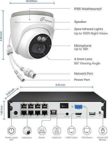 نظام كاميرا أمان PoE 8CH 5MP NVR، 8 قطع 4MP كاميرات IP قبة نظام كامارا للمراقبة السلكية، كشف الحركة البشرية بالذكاء الاصطناعي، صوت ثنائي الاتجاه، محرك أقراص ثابتة 2 تيرابايت للتسجيل الداخلي والخارجي على مدار الساعة طوال أيام الأسبوع، جهاز تحكم عن بعد للتط in Saudi Arabia