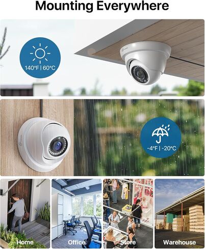 PoE Security Camera System 8CH 5MP NVR, 8Pcs 4MP Dome IP Cameras Wired Surveillance Camara System, AI Motion Human Detection, Two-Way Audio, 2TB HDD for 24/7 Record Outdoor Indoor, App Remote in Saudi Arabia