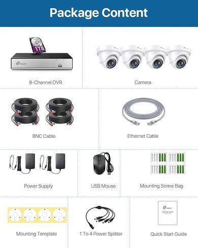 PoE Security Camera System 8CH 5MP NVR, 8Pcs 4MP Dome IP Cameras Wired Surveillance Camara System, AI Motion Human Detection, Two-Way Audio, 2TB HDD for 24/7 Record Outdoor Indoor, App Remote in Saudi Arabia