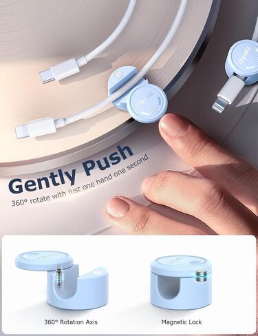 9 Pack Magnetic Cord Organizer [Upgraded Twist-Lock Clips], [360°Rotating Lid] Chfeila Adhesive Cable Management Clips, Phone Charger Cord Holder for Desk Nightstand Car Table Wall, Purple in Kuwait