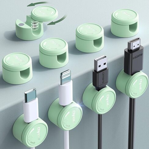9 Pack Magnetic Cord Organizer [Upgraded Twist-Lock Clips], [360°Rotating Lid] Chfeila Adhesive Cable Management Clips, Phone Charger Cord Holder for Desk Nightstand Car Table Wall, Purple in Kuwait