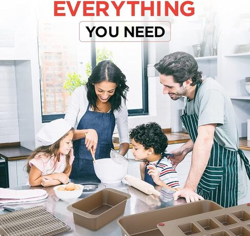 Elbee Home Set of 8 Durable Non-Stick Carbon Steel Baking Bricks for Easy Storage in Saudi Arabia