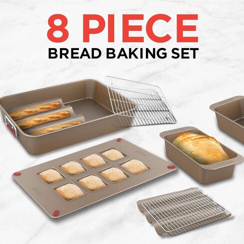 Elbee Home Set of 8 Durable Non-Stick Carbon Steel Baking Bricks for Easy Storage in Saudi Arabia