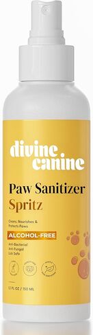 Dog Paw Cleaner - 5.1 Fl Oz of Alcohol Free Rosewater Scented Paw Sanitizer Spritz - Made with Rosewater, Aloe, Copaiba Oil, and Lemongrass Oil to Nourish and Clean Paws - Made in The USA in Kuwait